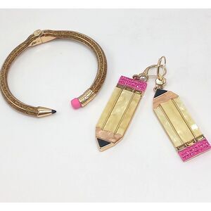 Betsey Johnson "Back to School" Pencil bracelet & Pencil Earrings